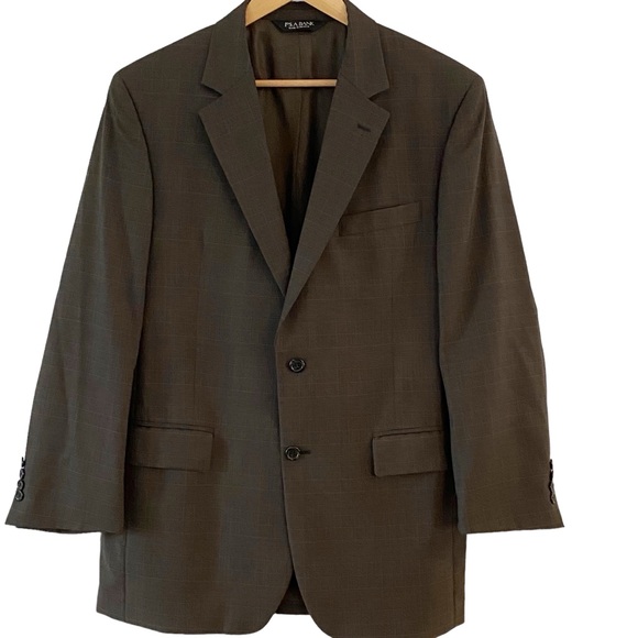Jos A Bank Blazer Men's 41R Brown Plaid Wool Sports Coat Dinner Jacket - Picture 10 of 10